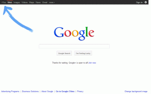 google doodle箭头庆祝Google+全面开放